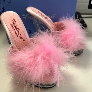 Pleaser Fabulicious Pink Feather Heels